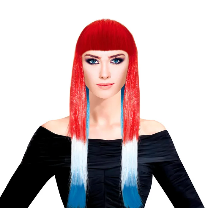 Парик "Длинные волосы" Триколор/ 1 шт./ Китай