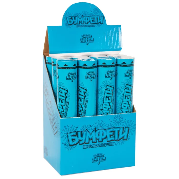 Пневмохлопушка (30 см.) Бумфети голубое, 1 шт.