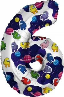 F 32"/81см Цифра, 6 Космонавтики, 1 шт. в упак.  (Китай)