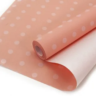 Упаковочная бумага, Крафт 70гр (0,6*10 м) Белые точки, Персиковый, 1 шт.