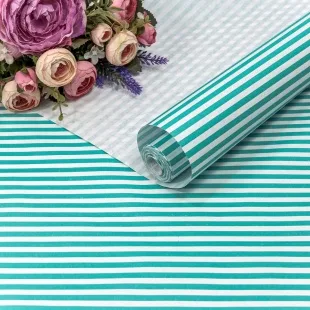 Упаковочная бумага, Крафт 70гр (0,5*10 м) Полосы, Мятный, 1 шт.