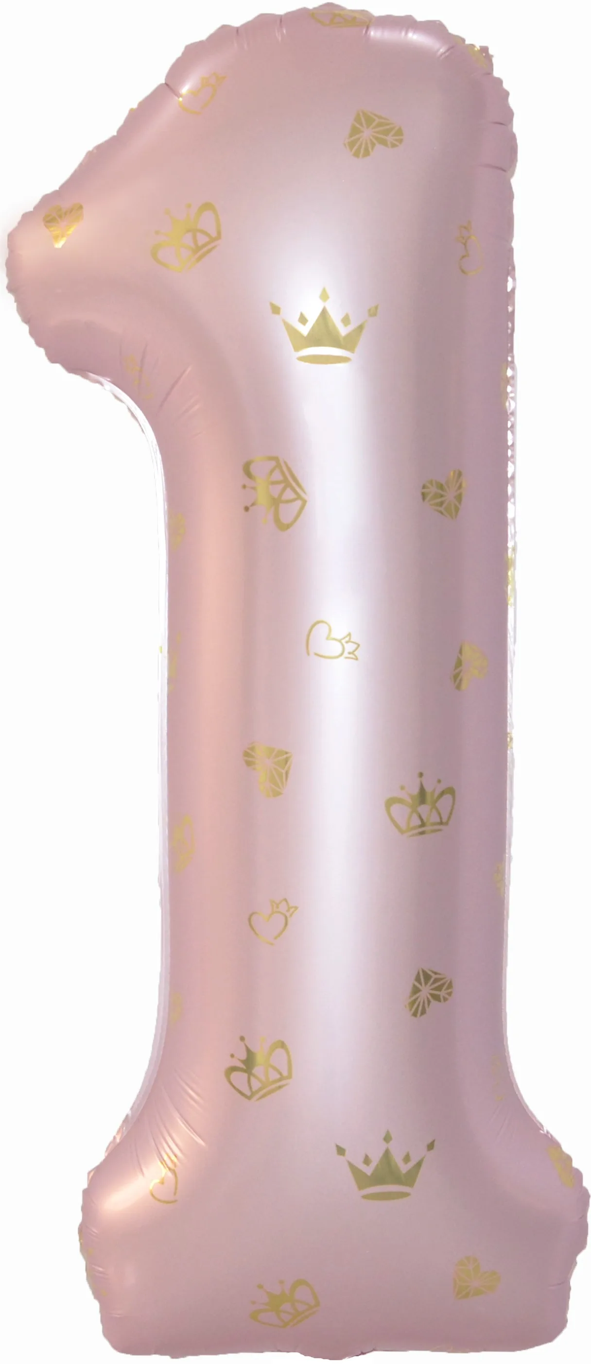 F 34"/86 см «Цифра 1 с коронами», цвет розовый/ 1 шт /(Китай)