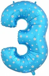 F 40"/102см Цифра "3" синий/ 1 шт / (Китай)