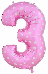 F 40"/102см Цифра "3" розовый/ 1 шт / (Китай)