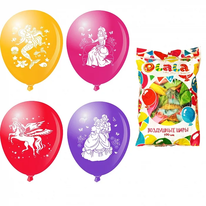 О 12"/30см  Принцессы, Пастель,Ассорти/ 100 шт.