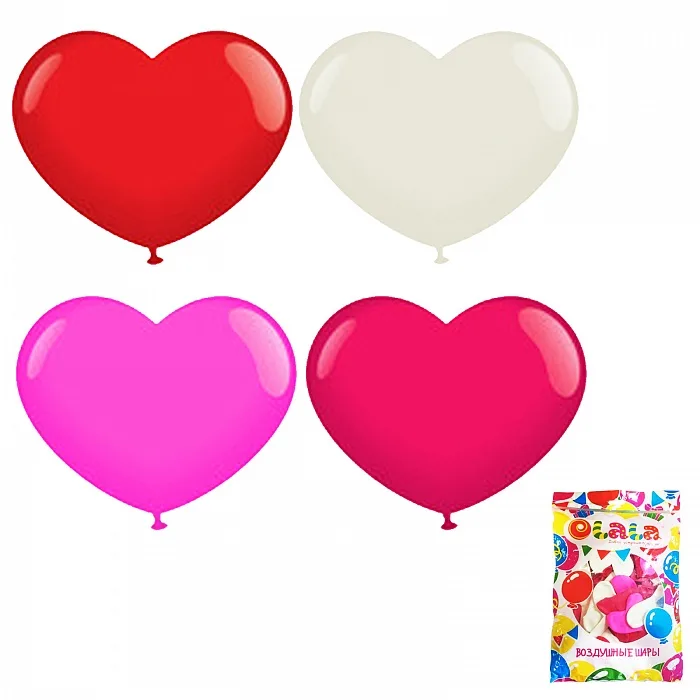 О 11"/28см Сердца, Пастель, Ассорти / 50 шт.(Малайзия)