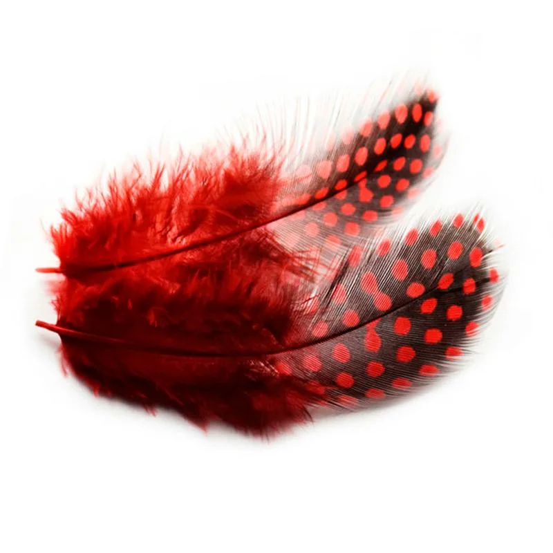 Перья Пятнистые красные.,6-8 см.,20 шт.(Китай)