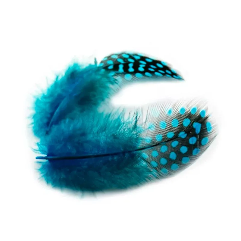 Перья Пятнистые морская волна.,6-8 см.,20 шт.(Китай)