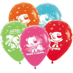 S 12"/30см Ми-Ми-Мишки (4 дизайна), Ассорти, Пастель/50 шт./ (Колумбия)