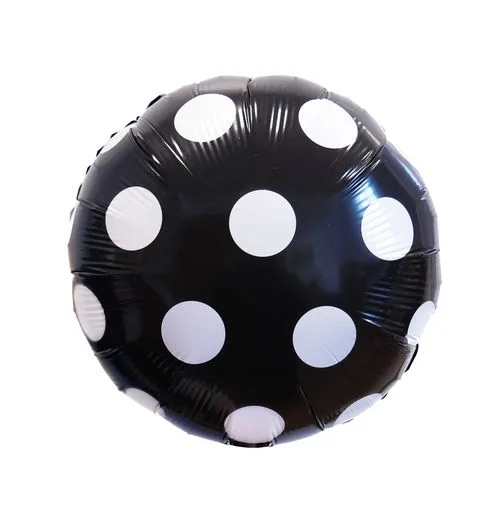 К 18"/46см Круг Точки на черном/ 1 шт/ (Китай)