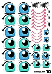 Наклейки "Глаза.Рты №10" 10 компл.