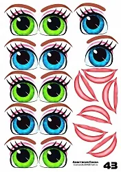 Наклейки "Глаза.Рты №43" 18 компл.