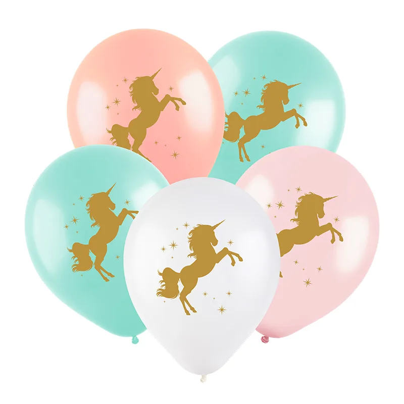 Т 12" Единорог, Ассорти,  Пастель-Метал, 2 ст. / уп. 100 шт. / Турция