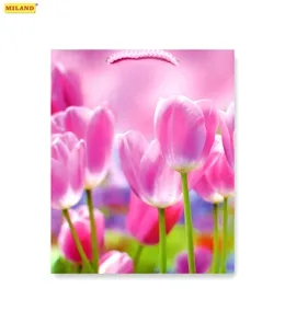 Пакет подарочный Нежные тюлбпаны (М) 18 х 23 х 10