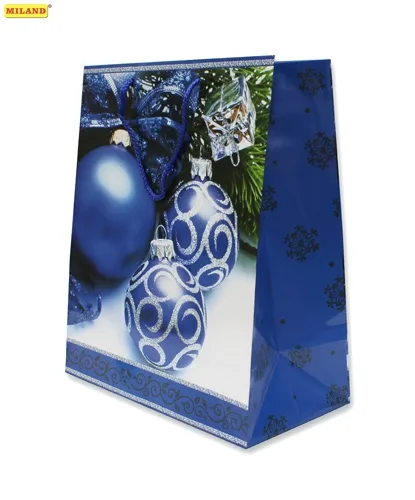 Пакет подарочный Синие новогодние шары (L) 12 шт