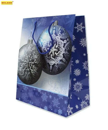 Пакет подарочный Два новогодних шара (L) 12 шт