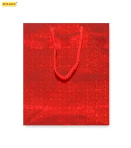 Пакет подарочный Красные спирали (М) 18 х 23 х 10