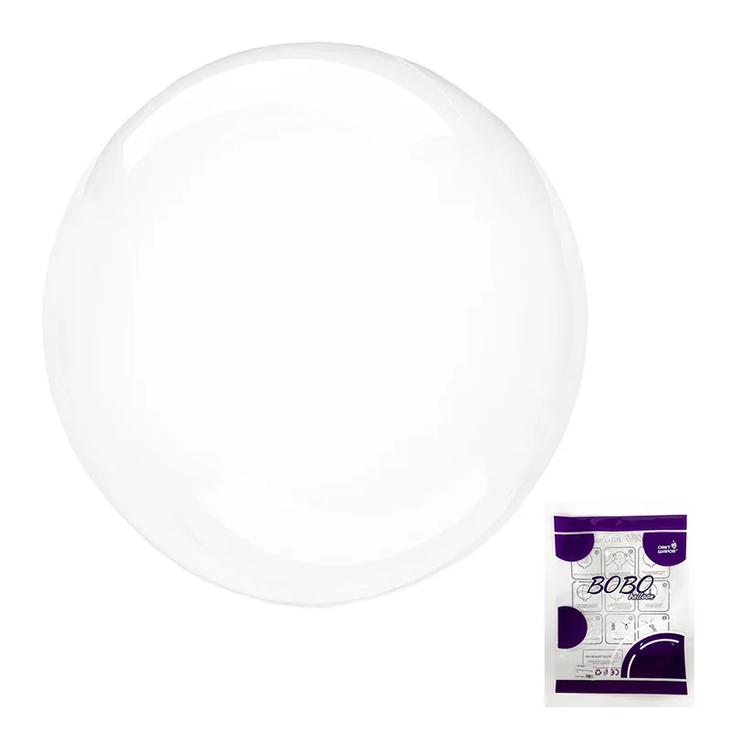 Сфера 3D Deco Bubble 18" Прозрачный в фиолетовой упаковке, воздушный шар 10 шт.