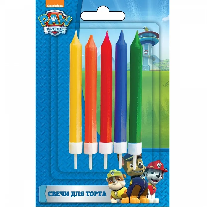 Набор свечей с держателем, 5 шт. , 7 см. "Щенячий патруль"