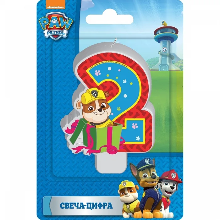 Свеча-цифра "2" , 8 см., Paw Patrol