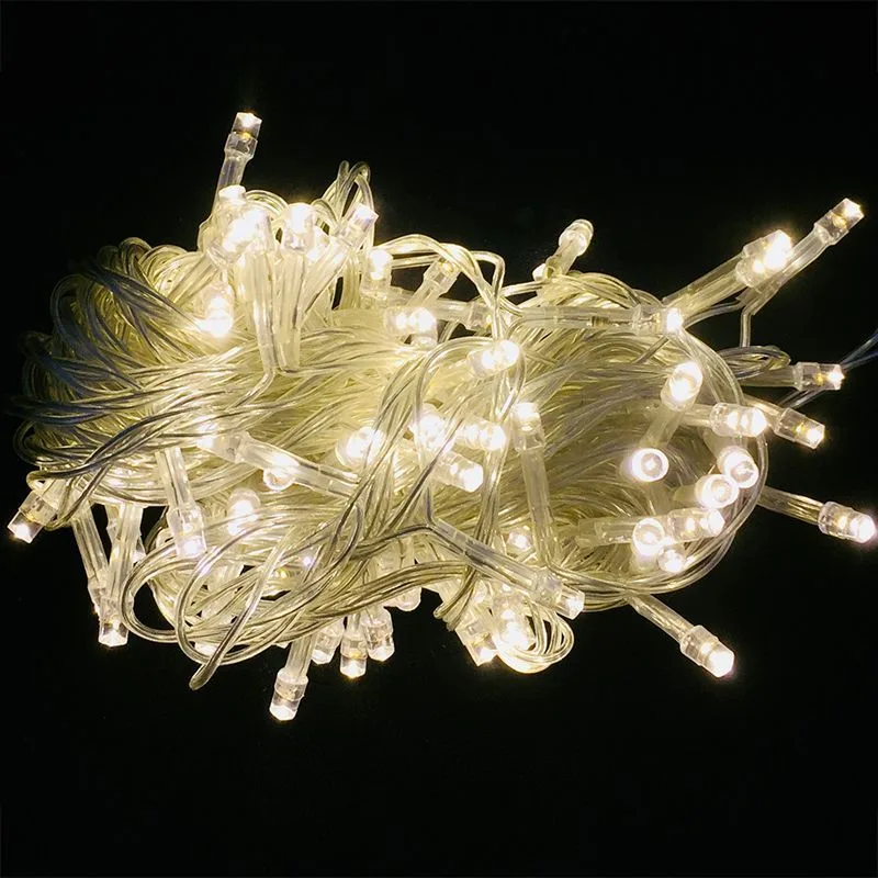 Светодиодная гирлянда 8 режимов / 100 светодиодов теплого свечения на прозрачном проводе/10 м