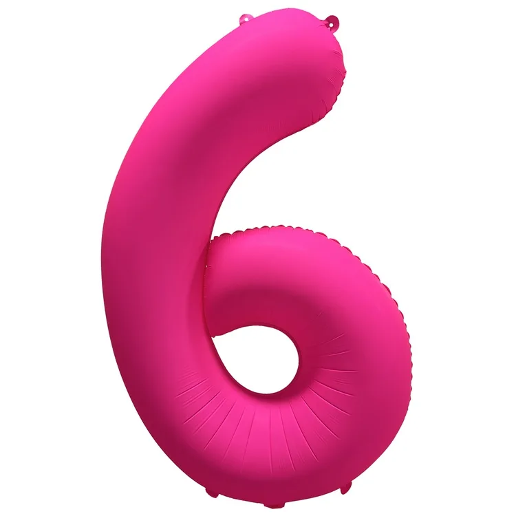 К 40"/102см Цифра "6" Неон Pink /1 шт./(Китай)