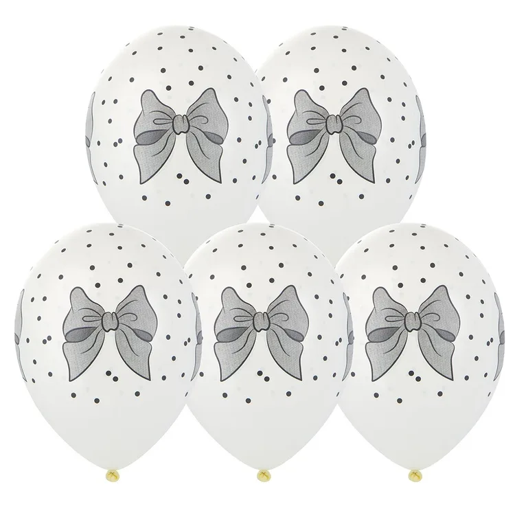 В 14"/36 см Бантики горошек, 25 шт.(Бельгия)