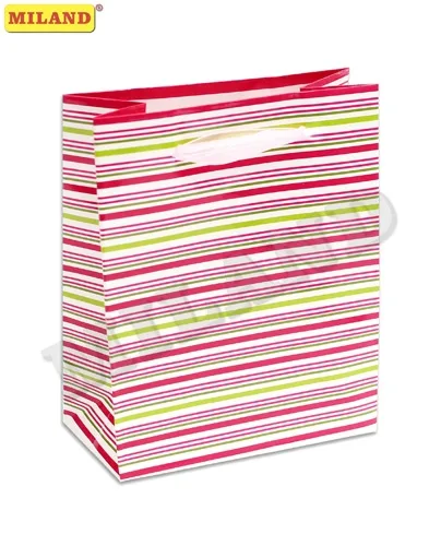 ОПТИМА Пакет подарочный  Цветные полоски (S) 12 х 15 х 9