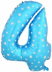 F 40"/102см Цифра "4" синий/ 1 шт / (Китай)