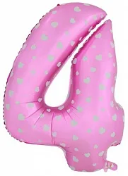F 40"/102см Цифра "4" розовый/ 1 шт / (Китай)