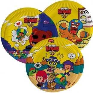 Тарелки (23 см) Brawl Stars, Команда бойцов, дизайн №1, 6 шт.