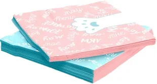 Салфетки, Мяу-Мяу, Лапки, Голубой/Розовый, 33*33 см, 20 шт.