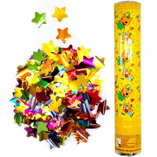 Пневмохлопушка (30 см) Три кота, Металлизированные звезды, Ассорти /1 шт./