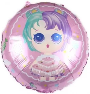 F 18"/46см Круг, Модная кукла (разноцветные локоны)нежно-розовый/ 1 шт./ (Китай)