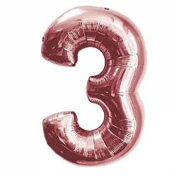 F 40"/102 см Цифра "3", Розовое Золото/ 1 шт /(Китай)