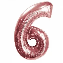 F 40"/102 см Цифра "6", Розовое Золото/ 1 шт /(Китай)