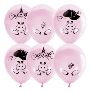 М 12"/30см Хрюшки, Розовый, Декоратор, 2 ст. / 25 шт. (Мексика)