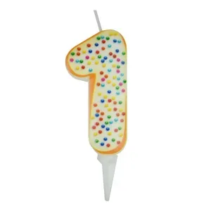 Свеча Цифра "1" Пончик, 6 см./1 шт.