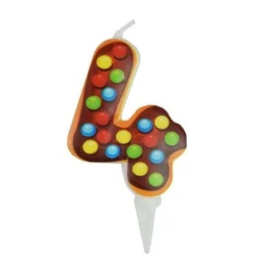 Свеча Цифра "4" Пончик, 6 см./1 шт.