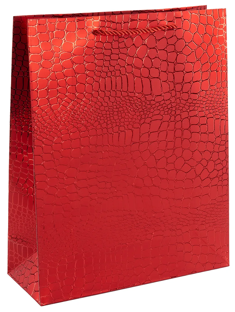 Пакет подарочный, 210гр, Текстура кожи, Дизайн №4, Красный, Металлик, 15*12*7 см, 1 шт.
