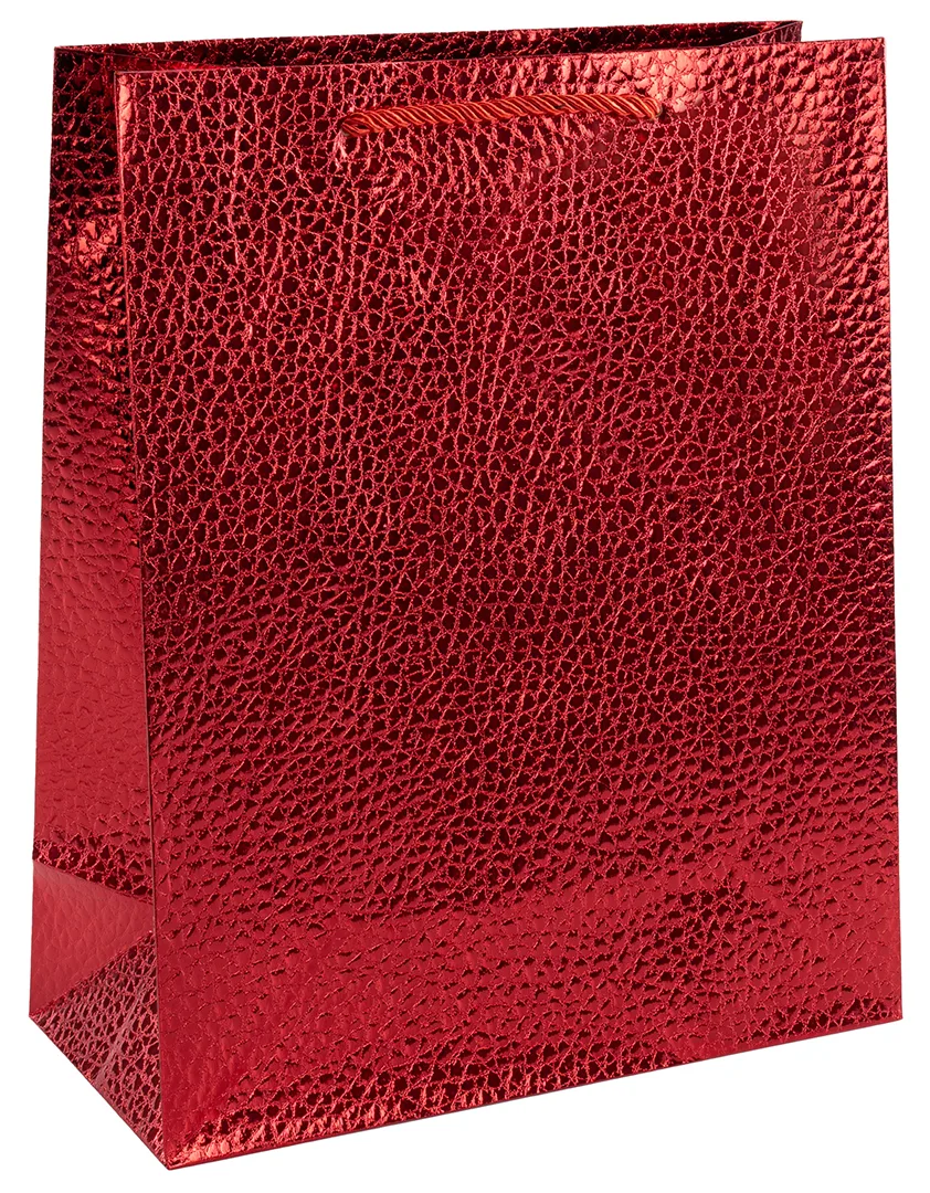 Пакет подарочный, 210гр, Фактура кожи, Дизайн №1, Красный, Металлик, 15*12*7 см, 1 шт.