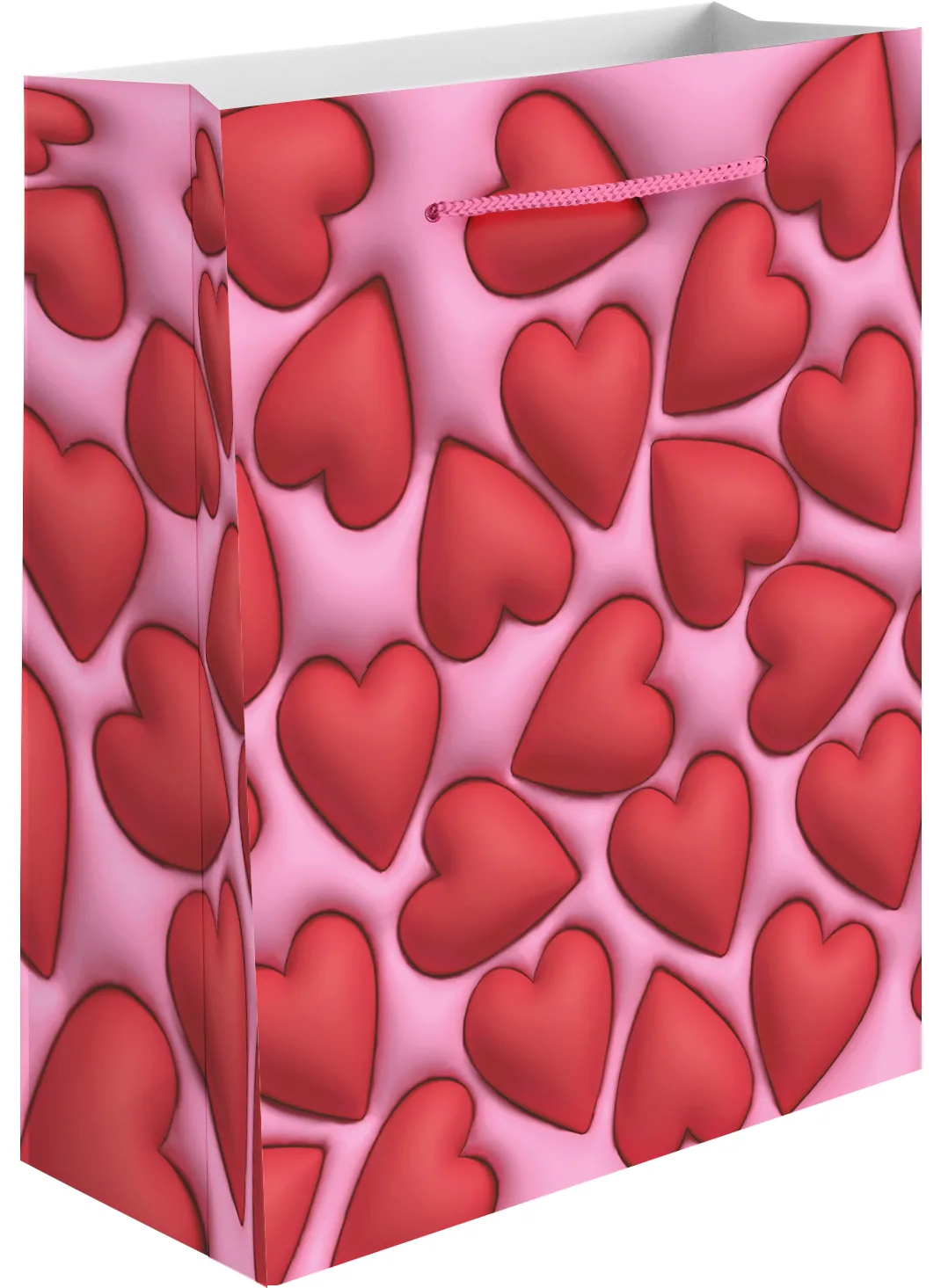 Пакет подарочный, 210гр, Объемные сердца, 16*12*7 см, 1 шт.