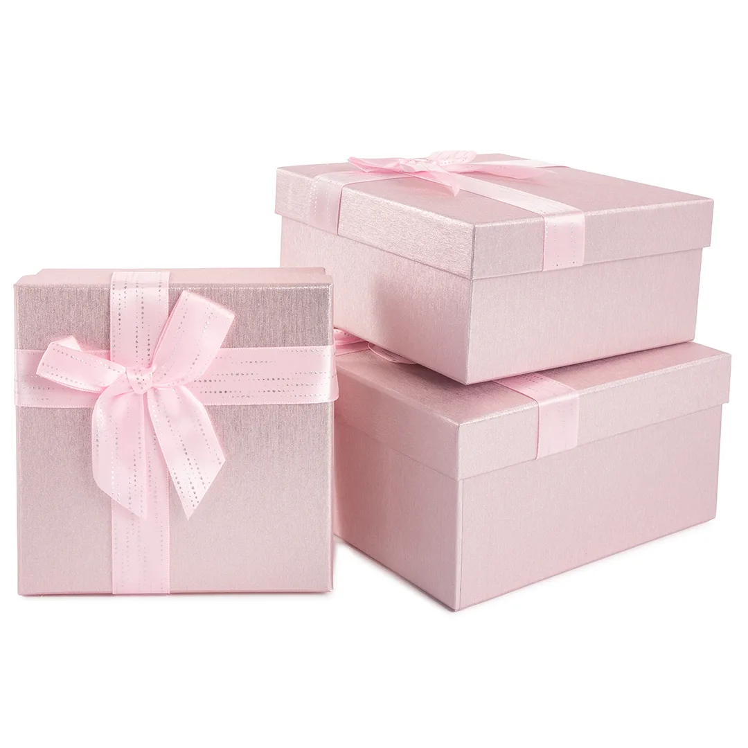Набор коробок Чудесный подарок, Нежно-розовый, 19*19*9,8 см, 3 шт. в упак.
