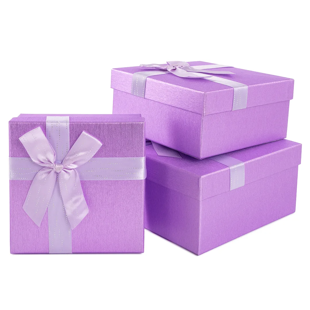 Набор коробок Чудесный подарок, Сиреневый, 19*19*9,8 см, 3 шт. в упак.