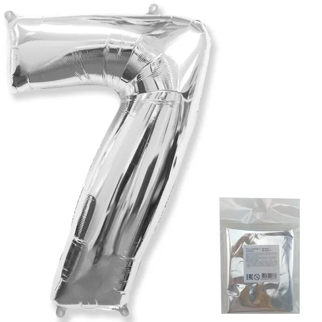 И 40"/102см Цифра "7", Серебро, в упаковке / 1 шт (Испания)