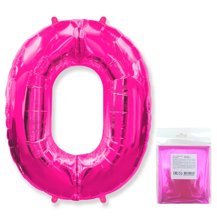 И 40"/102см Цифра "0", Фуксия, в упаковке / 1 шт (Испания)