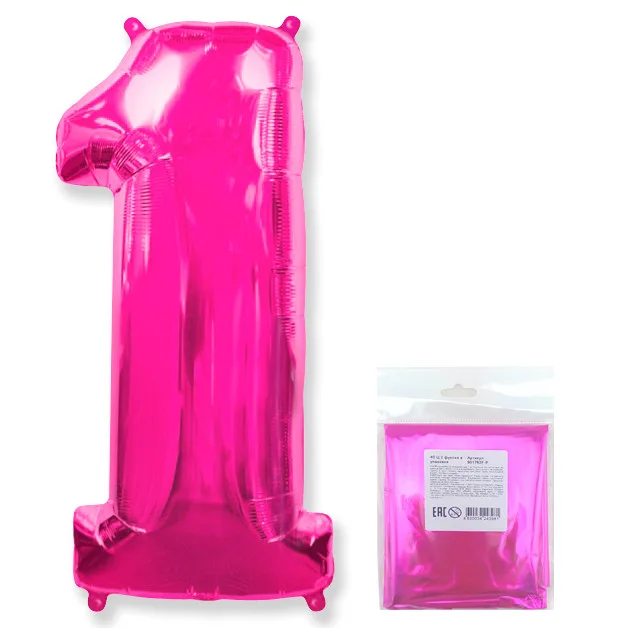 И 40"/102см Цифра "1", Фуксия, в упаковке / 1 шт (Испания)