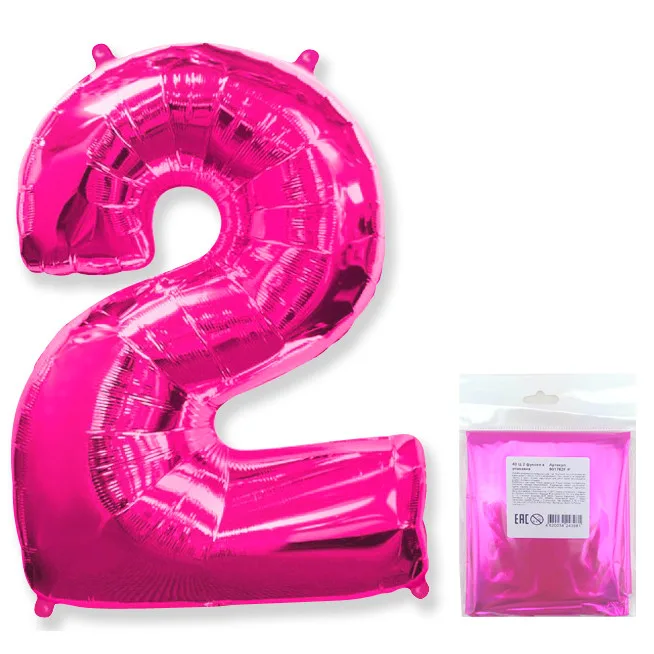 И 40"/102см Цифра "2", Фуксия, в упаковке / 1 шт (Испания)