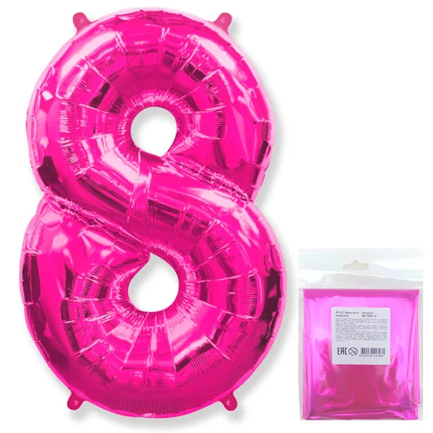 И 40"/102см Цифра "8", Фуксия, в упаковке / 1 шт (Испания)