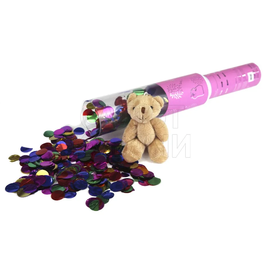 Пневмохлопушка 40 см. Мягкие игрушки + конфетти / 1 шт./